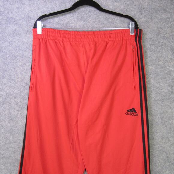 Adidas Pants Mens XL Red Black Three Stripes Track Athletic Zipper Pockets Logo - Picture 1 of 8